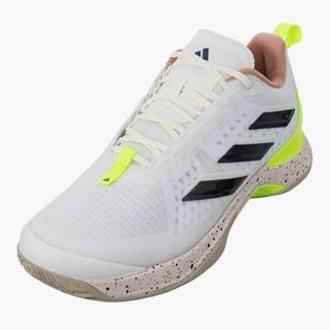 Adidas Women's White and Neon Avacourt Tennis Shoes 6.5